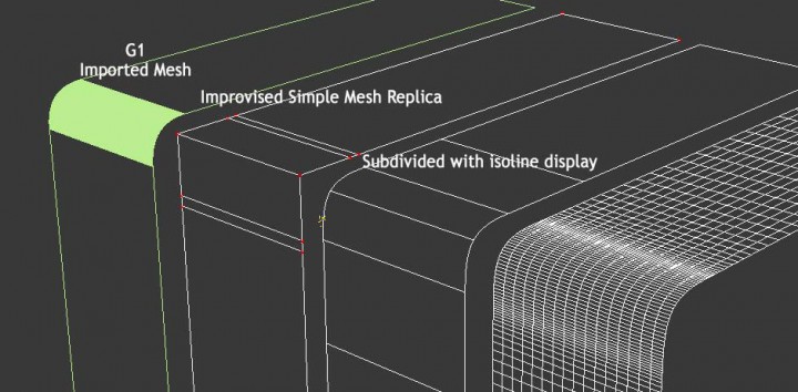 Surface continuity - Polygons replica G1